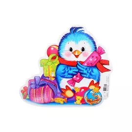 Плакат вырубной А4 "Птичка с новогодними подарками"