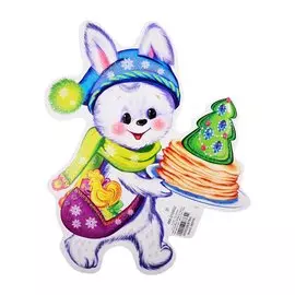 Плакат вырубной А4 "Зайчик новогодний"