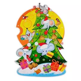 Плакат вырубной "Мышата на елке"