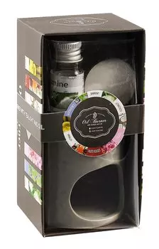 Подарочный Ароманабор Жасмин (аромалампа 1шт, свеча чайная 1шт, аромамасло 1шт) (7,5х12,5х6,5) (12-MingFeng-A001-3)