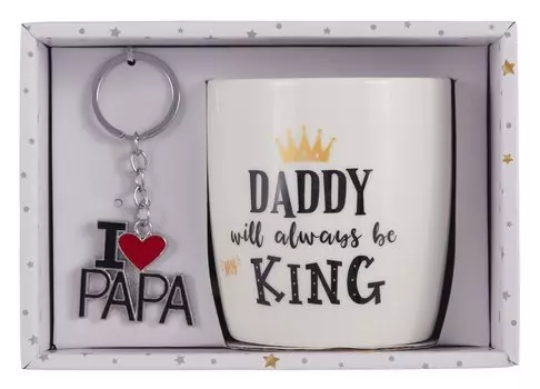 Подарочный набор Кружка и брелок-I love Papa Daddy is always be a king (коробка) (керамика) (12-topsun-202409-02)