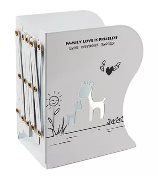 Подставка для книг "Белая", металл, раздвижная