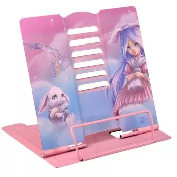 Подставка для книг/учебников "АЛИСА" розовая, металл., фигурная вырубка