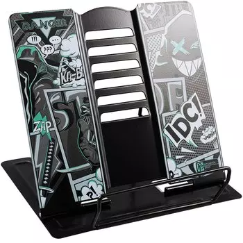 Подставка для книг/учебников "БУНТАРСКИЙ ДУХ" черная, металл., фигурная вырубка