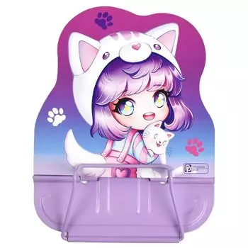 Подставка для книг/учебников "ЧИБИ" сиреневая, металл., фигурная вырубка