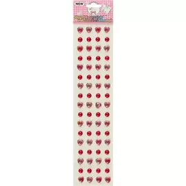 Полубусины Сердечки красные радужные с полужемчужинами