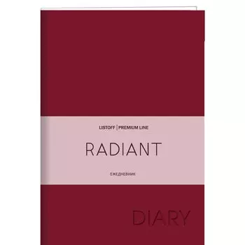 Ежедневник недат. А6 152л "Radiant" красный, иск.кожа, интегр.переплет, покрытие Soft Touch, офсет, скругл.углы, ляссе