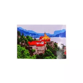 Раскраска по номерам на картоне "Дома в горах", 20х30 см