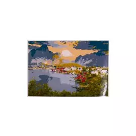 Раскраска по номерам на картоне "Городок в горах", 20х30 см