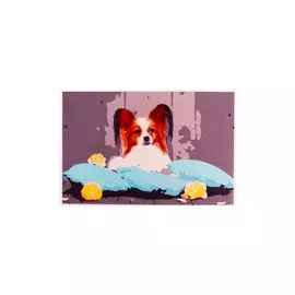 Раскраска по номерам на картоне "Щеночек на подушке", 20х30 см