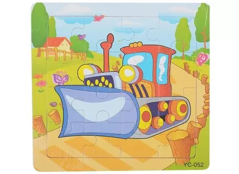 Развивающая рамка Бульдозер, дерево, 16 элементов