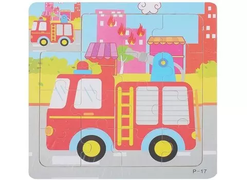 Развивающая рамка Пожарная машина, дерево, 16 элементов