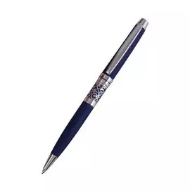 Ручка подарочная шариковая "Venezia" син. матов. корпус с серебр.отд., к/з футл., Manzoni