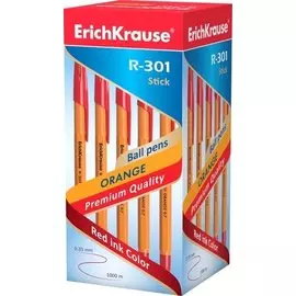 Ручка шариковая Erich Krause, R-301 ORANGE 0.7 Stick, красный