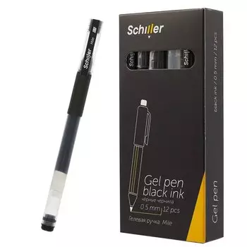 Ручки гелевые черные 12шт "Mile" 0,5мм, Schiller