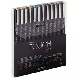 Ручки капиллярные 12шт TOUCH Liner Brush, блистер, TOUCH