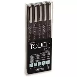 Ручки капиллярные 5шт TOUCH Liner серый холодный 0,1-0,3-0,5мм, блистер, TOUCH