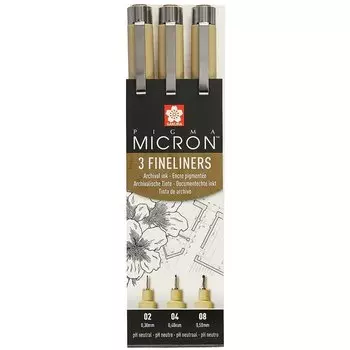 Ручки капиллярные «Pigma Micron», Sakura, 3 штуки