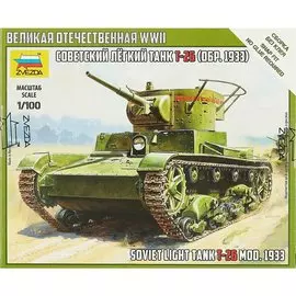 Сборная модель «Советский лёгкий танк Т-26 образца 1933 года», 1/100, 4.5 см