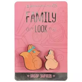 Семейные значки «Лисички», 2 шт, 3.5 х 3 см