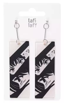 Серьги прямоугольные Аниме Глаза (ч/б) (7х2,5)