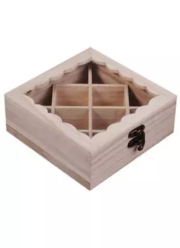 Шкатулка со стеклом "Ромбы", 15*15*6 см (дерево)