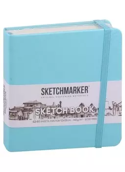Скетчбук 12*12 80л "Sketchmarker" аквамарин, нелинованн. 140г/м2, слоновая кость, тв.обл.