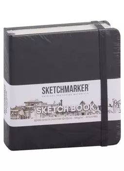 Скетчбук 12*12 80л "Sketchmarker" черный, нелинованн. 140г/м2, слоновая кость, тв.обл.