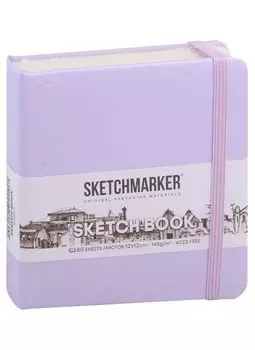 Скетчбук 12*12 80л "Sketchmarker" фиолетовый пастельный, нелинованн. 140г/м2, слоновая кость, тв.обл.