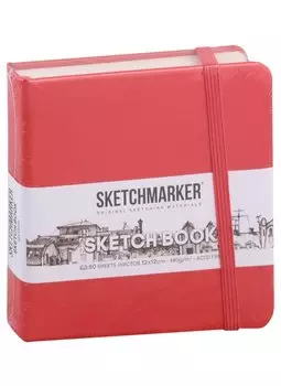 Скетчбук 12*12 80л "Sketchmarker" красный, нелинованн. 140г/м2, слоновая кость, тв.обл.