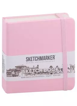 Скетчбук 12*12 80л "Sketchmarker" розовый, 140г/м2, слоновая кость, тв.обл.