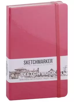 Скетчбук 13*21 80л "Sketchmarker" фуксия, нелинованн. 140г/м2, слоновая кость, тв.обл.
