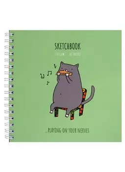 Скетчбук 150*150 60л "Harmonicat" белый офсет, 120г/м2, тв.обложка, выб. лак, софт. тач, спираль
