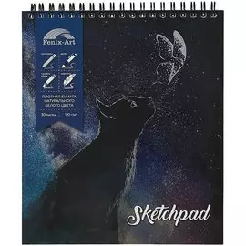 Скетчбук 168*195 30л "Волшебная ночь" белый офсет, 120г/м2, спираль, холодная фольга