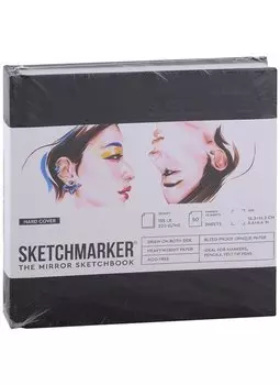 Скетчбук 16,3*16,3см 50л "SKETCHMARKER THE MIRROR", 220г/м2, 7БЦ, черная бумага