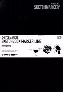 Скетчбук 17,6*25см 16л "SKETCHMARKER MARKER LINE", 160г/м2, мягк.обложка, цв.цв.черный