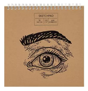 Скетчбук 190*190 18л "Craft life. 1" акварел. бумага, 240г/м2, крафт картон, тиснение фольгой, евроспираль