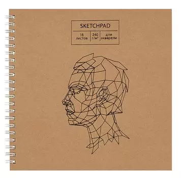 Скетчбук 190*190 18л "Craft life. 5" акварел. бумага, 240г/м2, крафт картон, тиснение фольгой, евроспираль