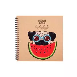 Скетчбук 190*190 30л "DRAFT and CRAFT. Дизайн 12", 180г/м2, обложка крафт картон, евроспираль