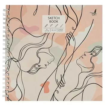 Скетчбук 190*190 40л "Girl" белый офсет, 120г/м2, тв.обложка, евроспираль
