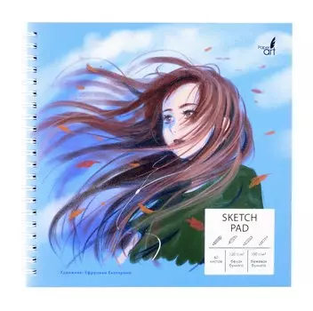 Скетчбук 190*190 60л "Осень (Эксклюзив)" комбинир.блок, мел.картон, софт.тач., евроспираль