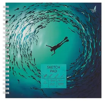 Скетчбук 190*190 60л "Погружение" комбинир.блок, тв.обложка, софт.тач., евроспираль