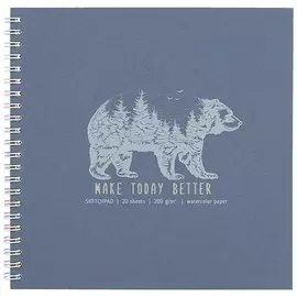 Скетчбук 195*195 20л "Медведь", 200г/м2, тв.обложка, фольга, гребень