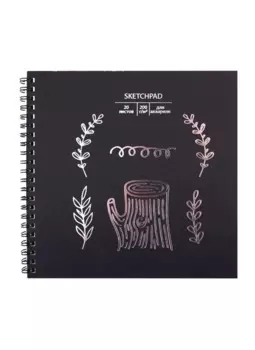 Скетчбук 195*195 20л "В лесу" акварельн., с перф., 200г/м2, обл картон, тисн. фольг., широкая евроспираль