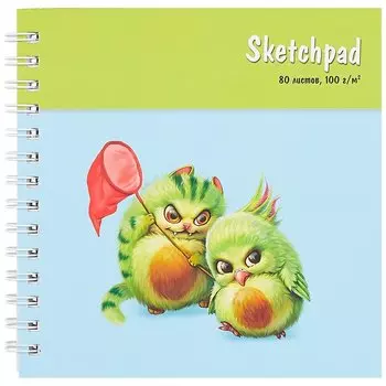 Скетчбук 195*195 80л "Авокадо" белый офсет, 100г/м2, тв.обложка, гребень