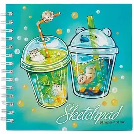 Скетчбук 195*195 80л "Летнее настроение" белый офсет, 100г/м2, тв.обложка, гребень