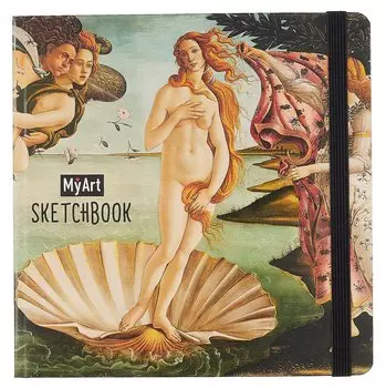 Скетчбук 200*200 80л "Сандро Ботичелли. Рождение Венеры" белый офсет 100г/м2, тв.подложка