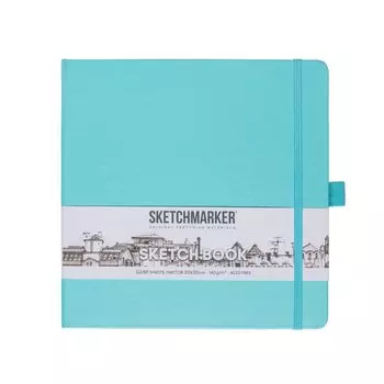 Скетчбук 20*20 80л "Sketchmarker" аквамарин, 140г/м2, слоновая кость, тв.обл.