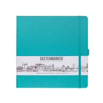 Скетчбук 20*20 80л "Sketchmarker" изумрудный, 140г/м2, слоновая кость, тв.обл.