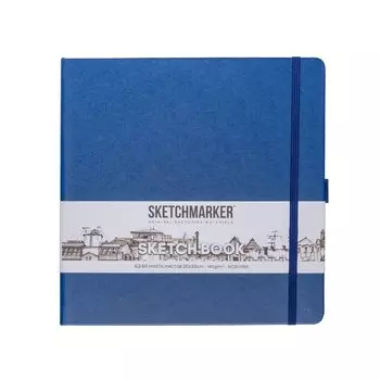 Скетчбук 20*20 80л "Sketchmarker" королевский синий, 140г/м2, слоновая кость, тв.обл.